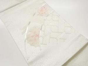 銀駒刺繍光悦垣に紐・華紋模様名古屋帯